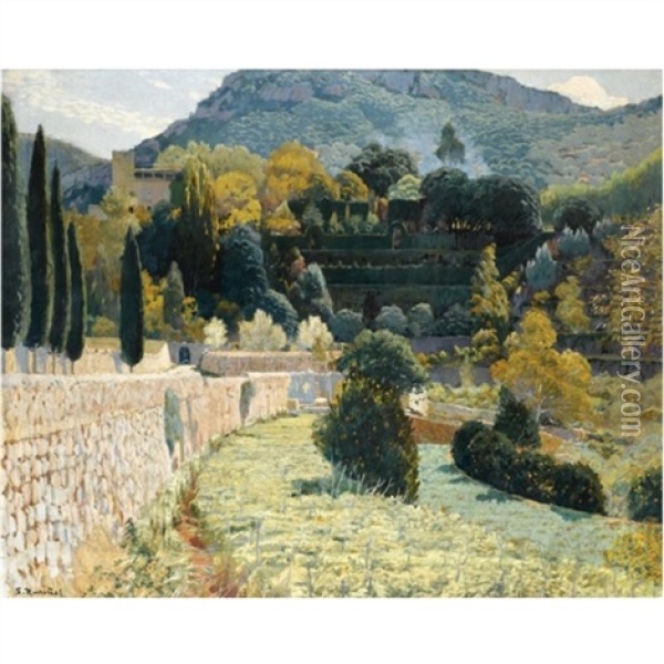 Jardi De Muntanya, Sa Coma, Iv (terraced Gardens, Sa Como) Oil Painting - Santiago Rusinol
