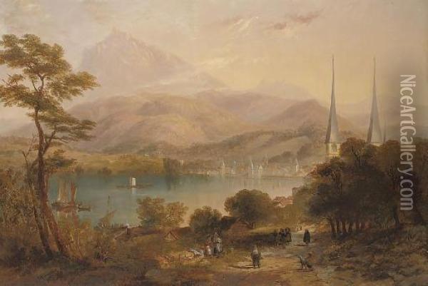 Lake Lucerne Oil Painting - John Wilson Carmichael