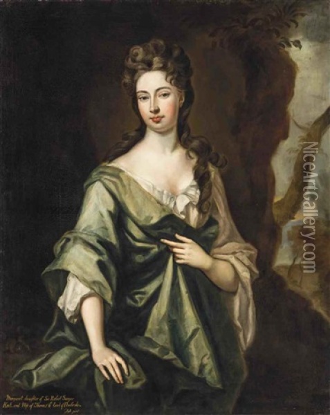 Portrait Of A Lady, Traditionally Identified As Margaret Sawyer, Countess Of Pembroke (d.1746), Three-quarter-length, In A Landscape Oil Painting - Michael Dahl