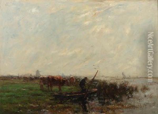 A Pasture Oil Painting - Willem Maris