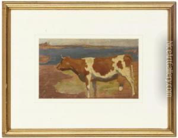 Study Of A Cow Oil Painting - Ralph Todd
