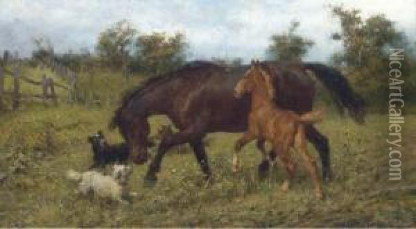 Frolicking In The Meadow Oil Painting - Pavel Osipovich Kovalevskii