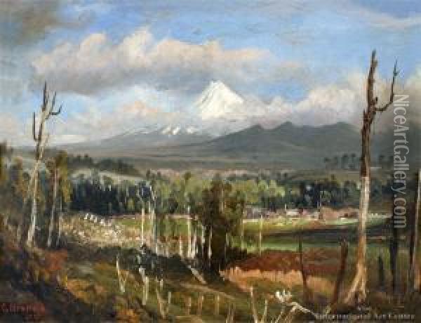 Mt Egmont, Taranaki Oil Painting - Charles Blomfield