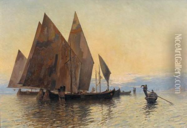 Segelboote In Der Lagune Von Venedig Oil Painting - Jules Gachet
