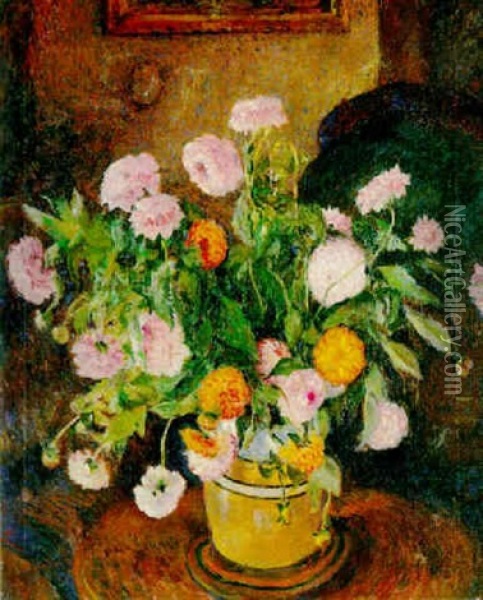 A Vase Of Mixed Flowers Oil Painting - James Bolivar Manson