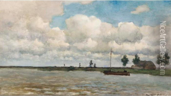 On The Nieuwkoopse Plassen Oil Painting - Jan Hendrik Weissenbruch