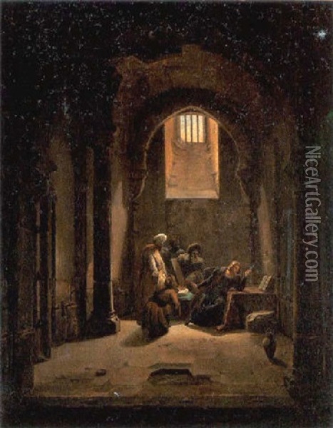 Saint Louis Emprisonne Oil Painting - Francois Barthelemy Augustin Desmoulins
