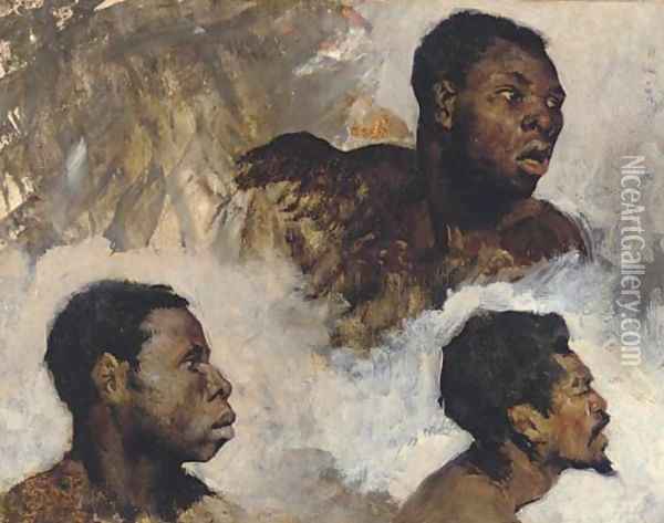 Studies of Black Men Oil Painting - Henri Alexandre Georges Regnault