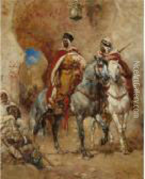Arab Horsemen Before A City Gate Oil Painting - Henri Julien Rousseau