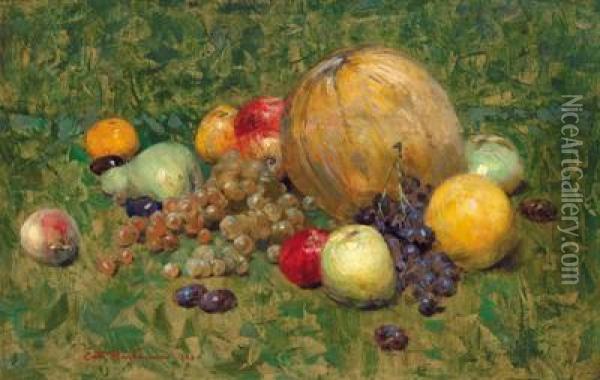 Fruchtestillleben Mit Apfeln Und Weintrauben Oil Painting - Karl Hartmann