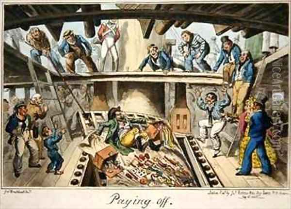 Paying Off Oil Painting - George Cruikshank I