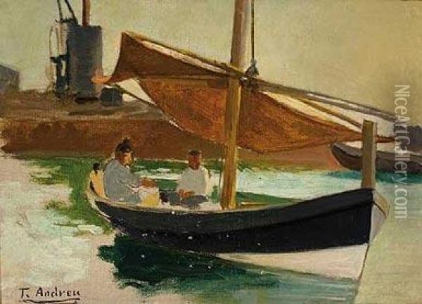 Barcas Oil Painting - Teodoro Andreu Y Sentamans