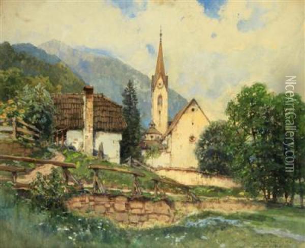On The Edge Of A Village Oil Painting - Fritz Lach