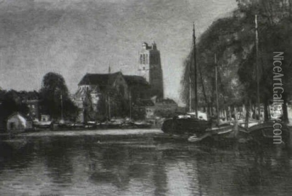 Morgenstunde In Dordrecht Oil Painting - Heinrich Hermanns