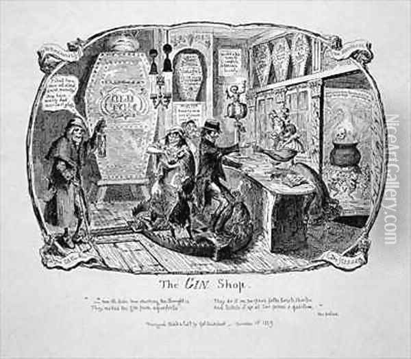 The Gin Shop from Scraps and Sketches Oil Painting - George Cruikshank I