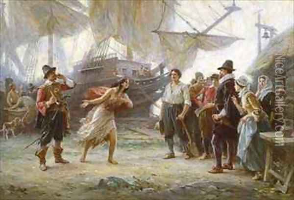 The Abduction of Pocahontas Oil Painting - Jean-Leon Gerome Ferris