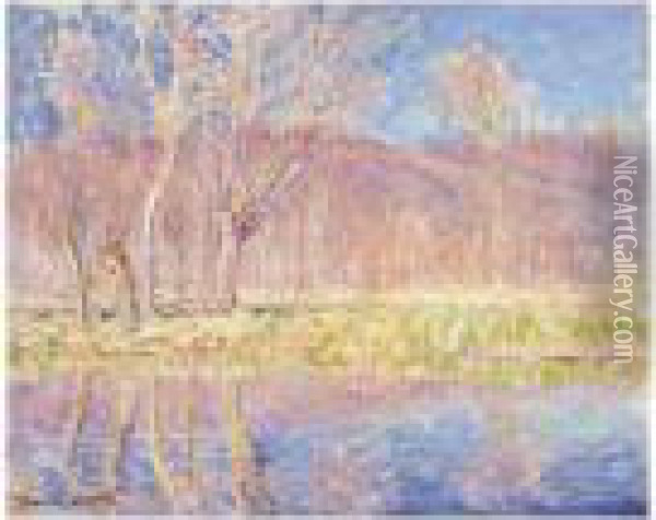 Arbres Au Bord De L'eau. Printemps A Giverny Oil Painting - Claude Oscar Monet