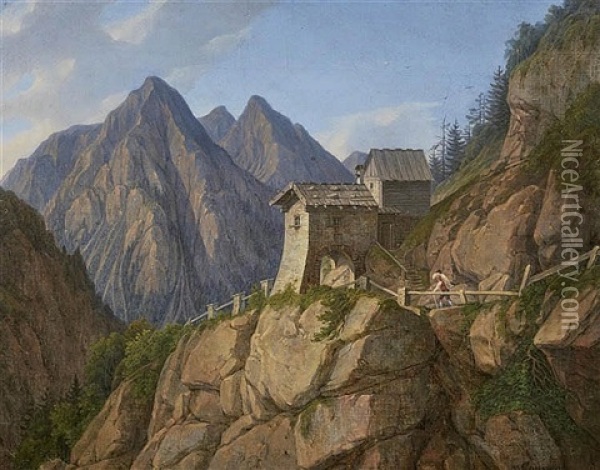 Mountaineous Landscape Oil Painting - Ferdinand Wilhem von Couven