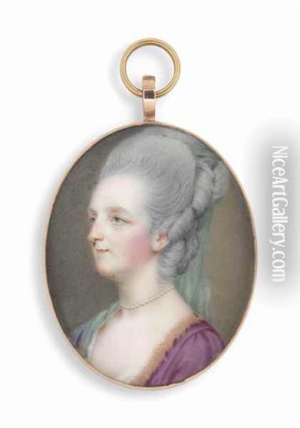 Countess Jane Macartney, Nee Stuart (1742-1828), In Mauve Dress, Her Upswept Powdered Hair Dressed In Ringlets Oil Painting - John (Old Taylor) Taylor