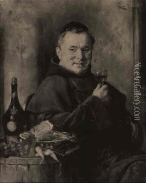 A Monk's Repast Oil Painting - Ernst Nowak