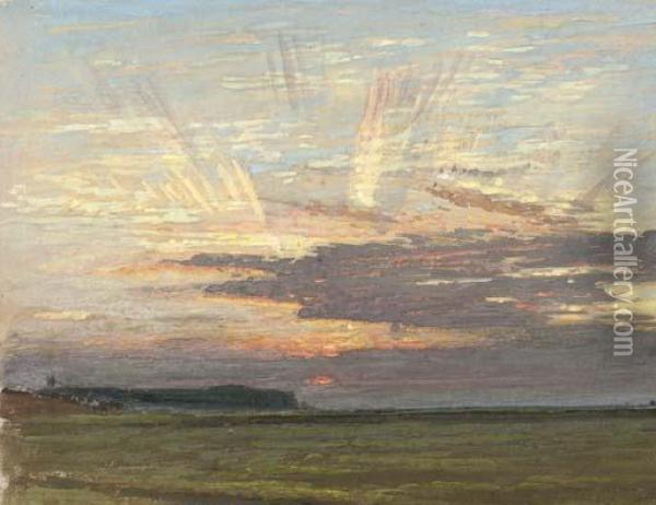 Cley Marshes, Norfolk Oil Painting - Albert Goodwin