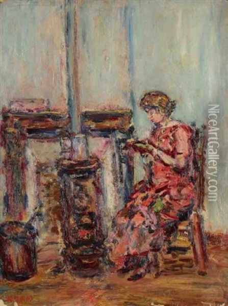 Femme Au Poele Oil Painting - Paul Kron