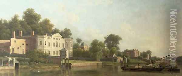 A View of Popes Villa on the River Thames at Twickenham Oil Painting - Samuel Scott