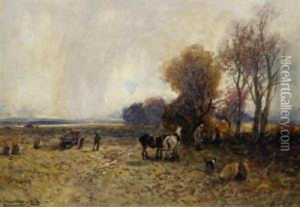Landscape With Farmhands Oil Painting - William Manners