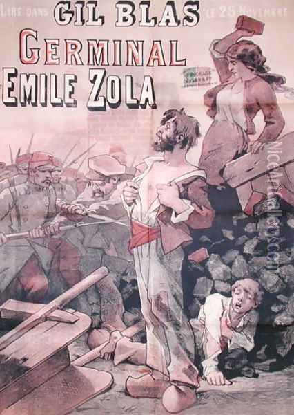 Poster advertising the publication of 'Germinal' by Emile Zola (1840-1902) in 'Gil Blas', 25th November 1878 Oil Painting - Leon Choubrac
