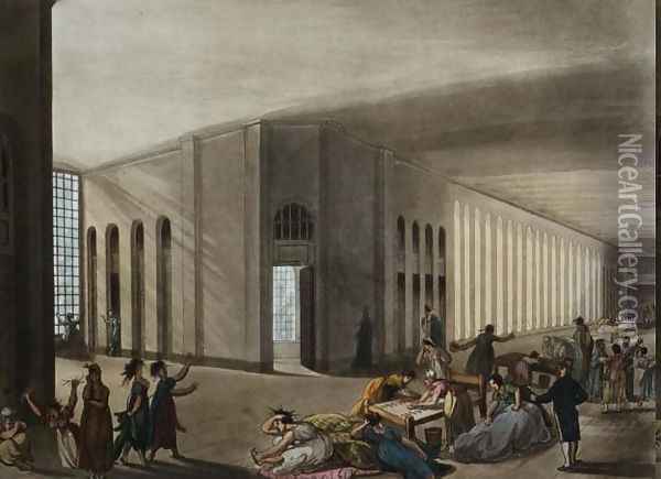 St. Lukes Hospital for Lunatics, from Ackermanns Microcosm of London, c.1800 Oil Painting - T. Rowlandson & A.C. Pugin
