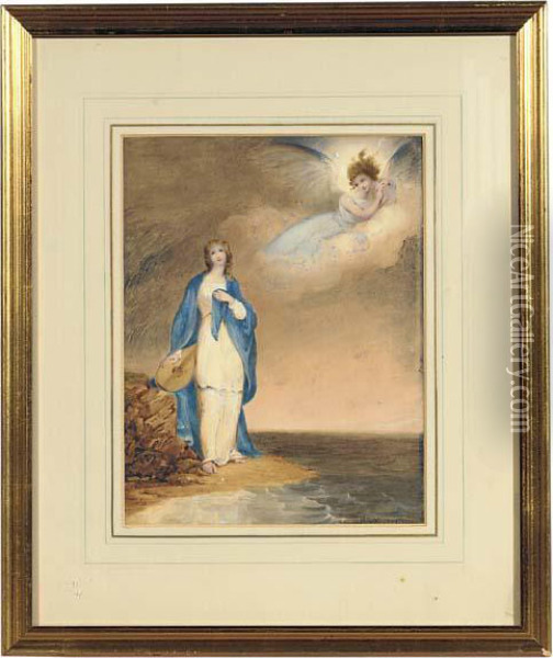 An Angel Appearing To A Muse Oil Painting - Richard Westall