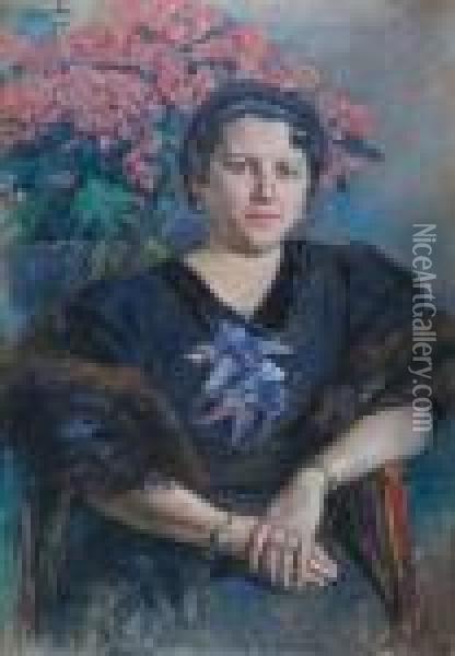 Portret Kobiety Oil Painting - Wincenty Wodzinowski
