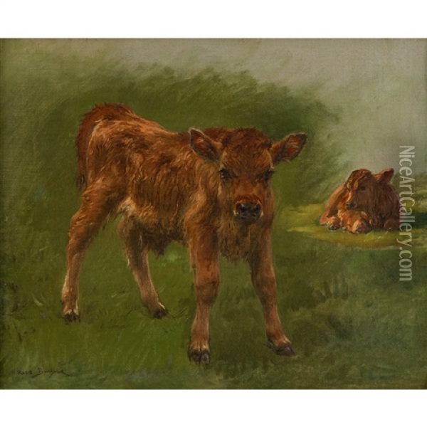 Souvenir (calves) Oil Painting - Rosa Bonheur
