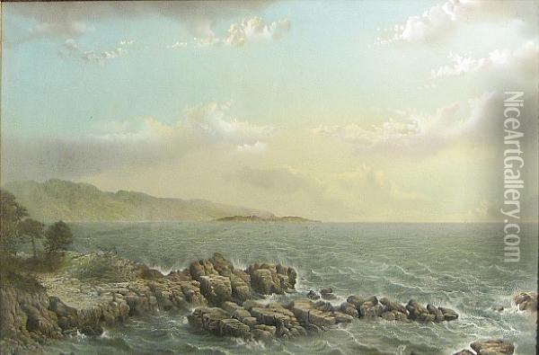 Coastal Rocks Oil Painting - George Douglas Brewerton