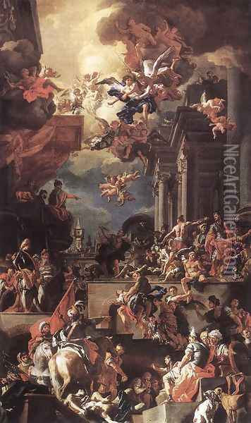 The Massacre of the Giustiniani at Chios Oil Painting - Francesco Solimena