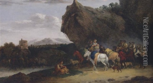 Carovana In Viaggio Oil Painting - Francesco Giuseppe Casanova