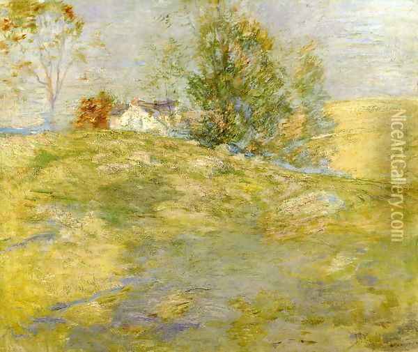 Artists Home In Autumn Greenwich Connecticut Oil Painting - John Henry Twachtman