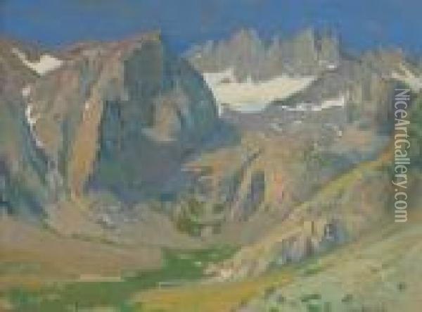 Big Pine Canyon (beneath Mt. Whitney) Oil Painting - Franz Bischoff