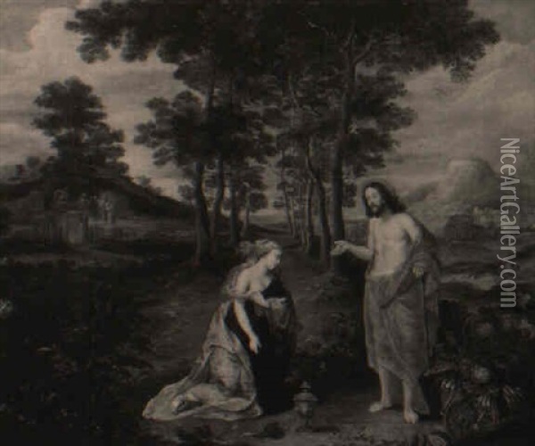 Die Auferstandene Christus Erscheint Maria Magdalena Als Gartner Oil Painting - Isaac Van Oosten