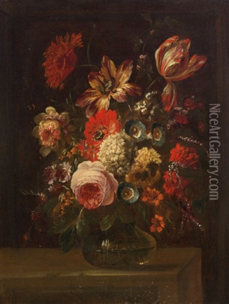 A Still Life Of Flowers Oil Painting - Jean-Baptiste Belin de Fontenay the Elder