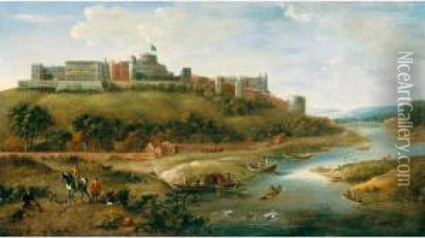 A Prospect Of Windsor Castle Oil Painting - Peter Tillemans