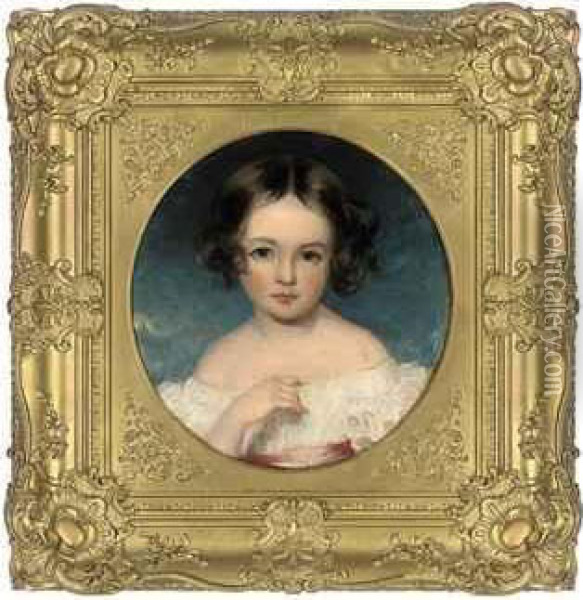 Portrait Of Annie Katherine Whiteside (d. 1886), Bust-length, In Awhite Dress Oil Painting - Margaret Sarah Carpenter