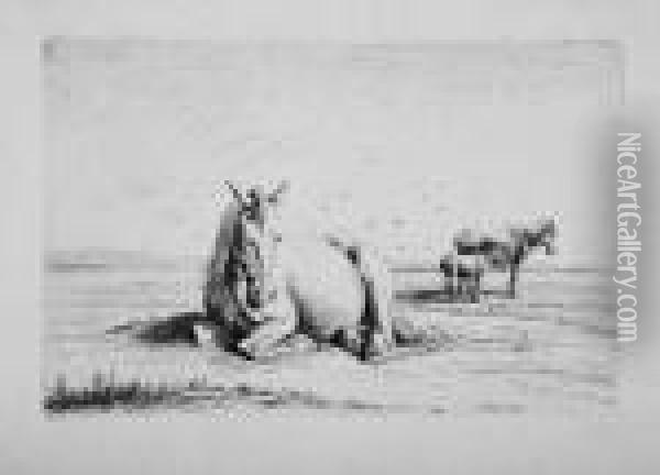 Pferde, Hunde, Ziege. Oil Painting - Wilhelm Alexander W. Von Kobell