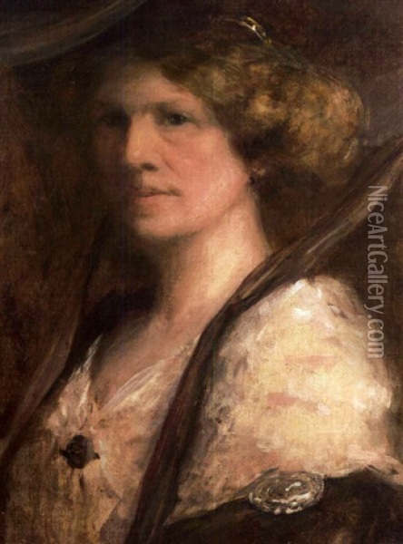 Portrait Frau Von Bode Oil Painting - Franz Seraph von Lenbach