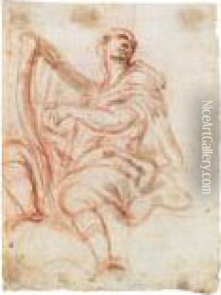 King David With His Harp Oil Painting - Mattia Preti