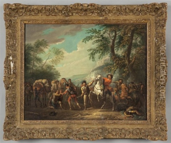 Viaggiatori Assaliti Da Briganti Oil Painting - Pieter van Bloemen