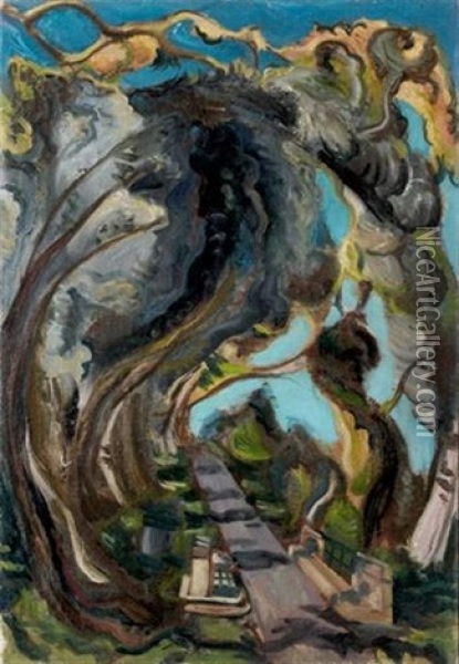 Le Pont D'ares Oil Painting - Vladimir Davidovich Baranoff-Rossine