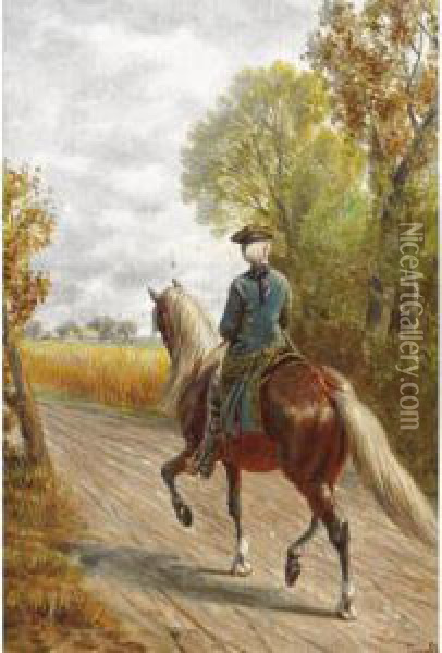 A Pair Of Riding Scenes Oil Painting - Franz Quaglio