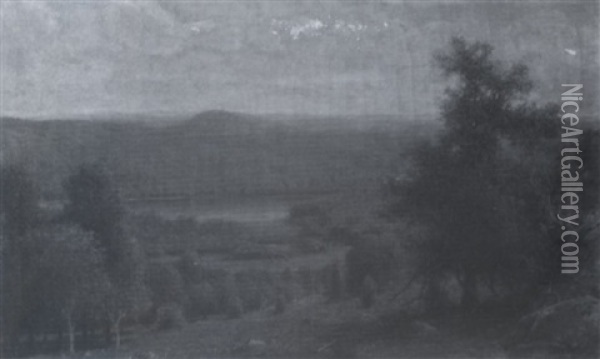 Hudson River Landscape Oil Painting - Henry A. Ferguson