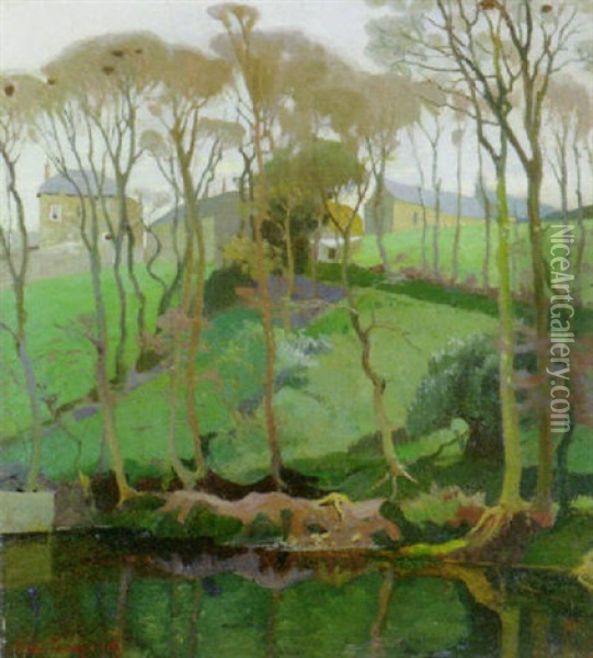 The Hillside Farm Oil Painting - Harold Harvey